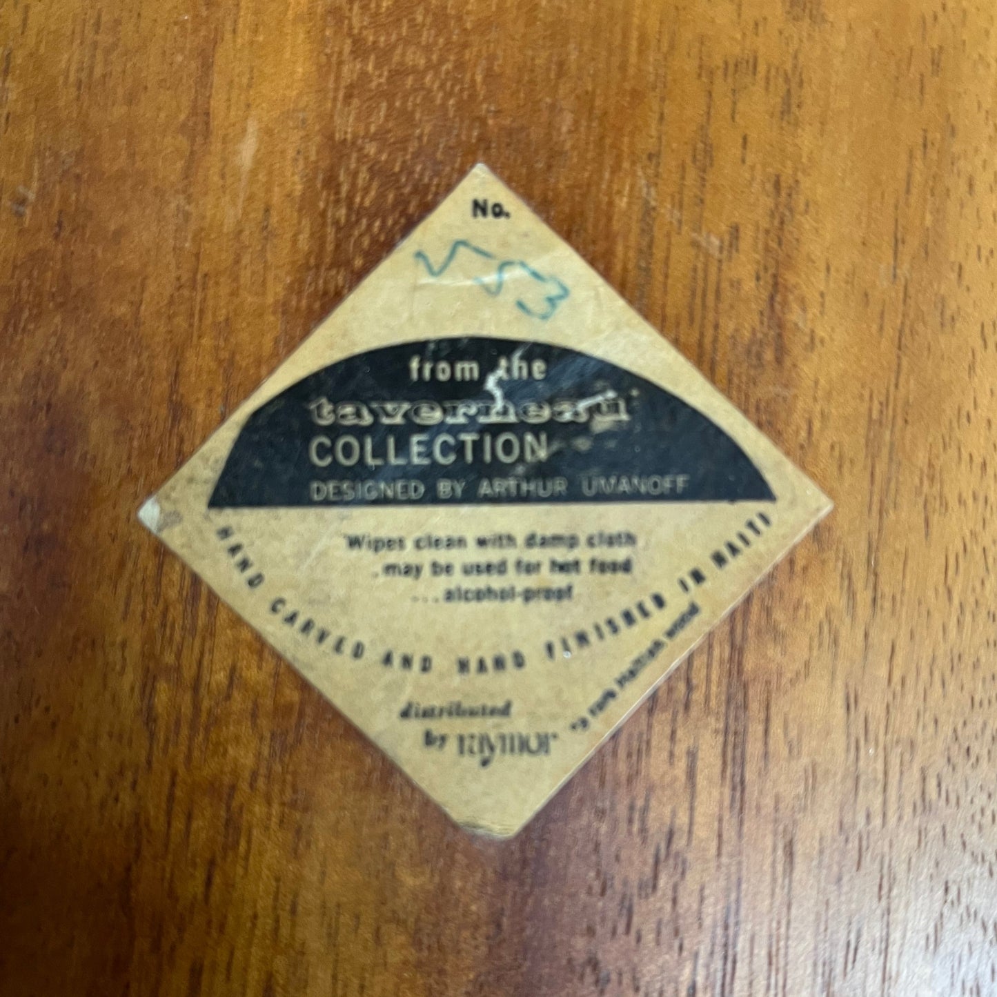 MCM Wood Tray Designed by Arthur Umanoff for Raymor Taverneau Collection Made in Haiti
