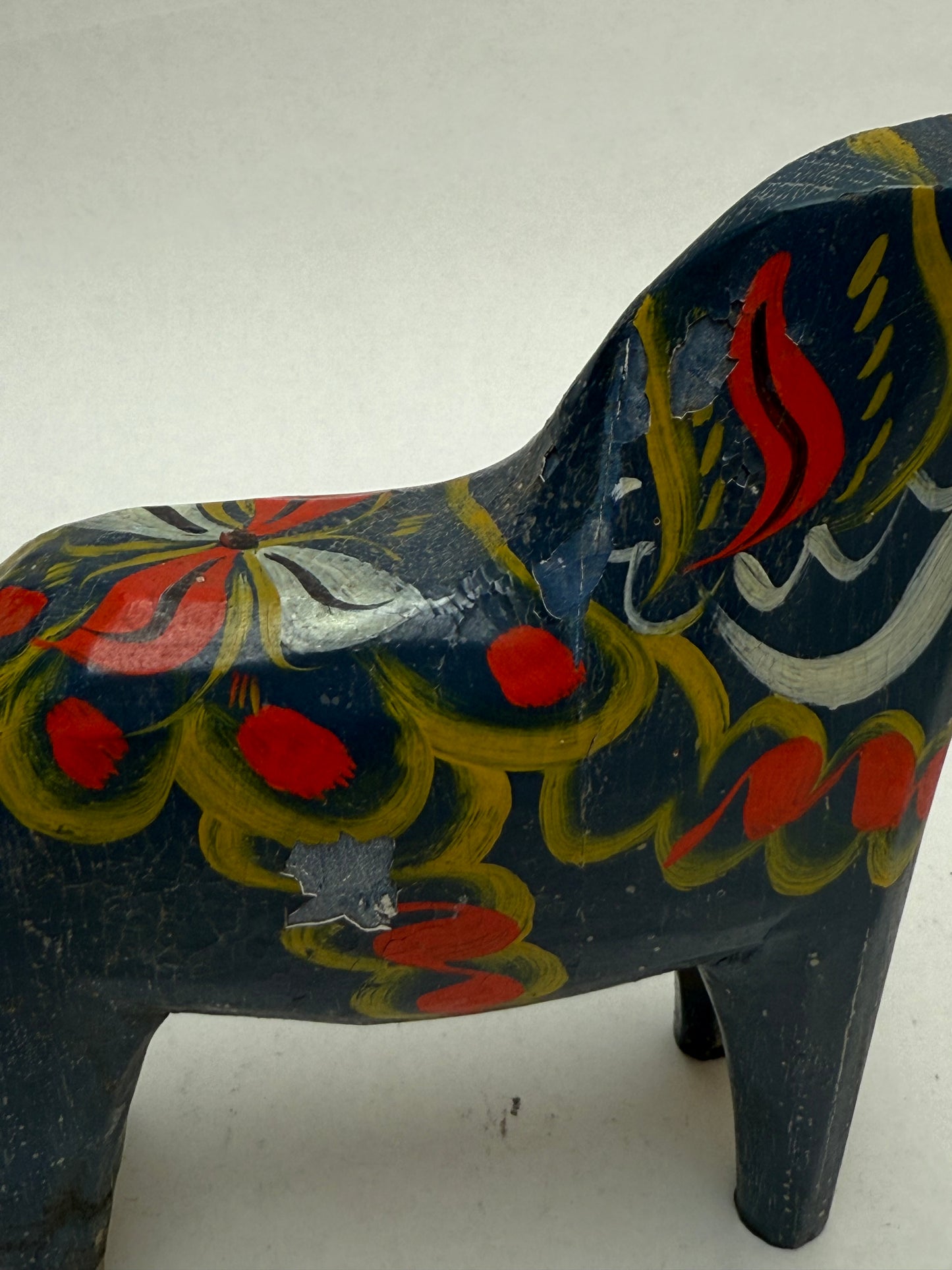 6" Tall Wooden Blue Dala Horse As-is