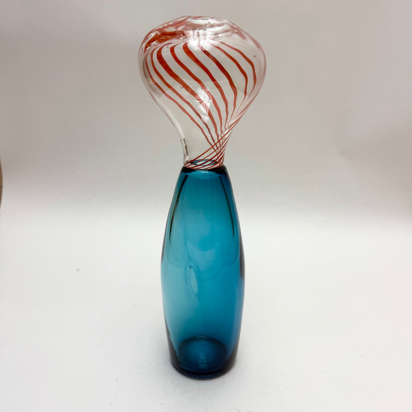 Turquoise Orange & Clear Vase by Glass Artist Richard Langley of Cloud Cap Glass