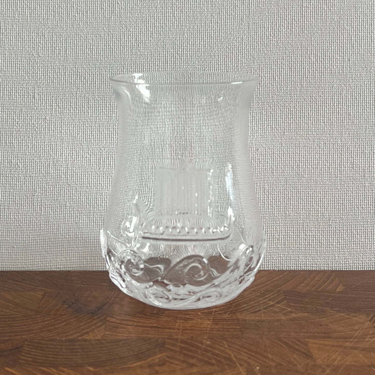 Set 5 Viking Ship Scandanavian Small Liquor Juice Clear Glasses Signed "CH" on Bottom