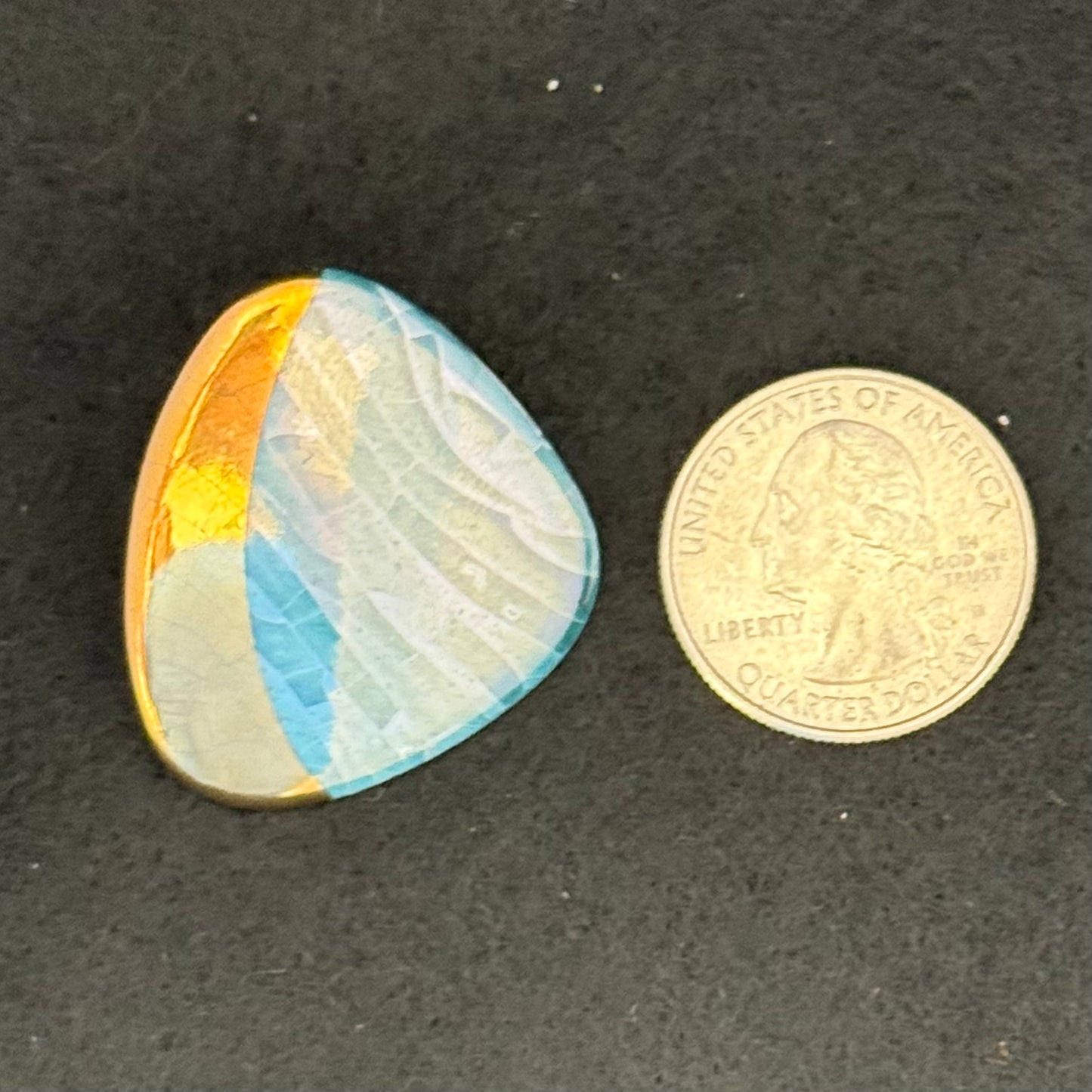 Vintage Pair Turquoise & Gold Painted Ceramic Post Pierced Earrings