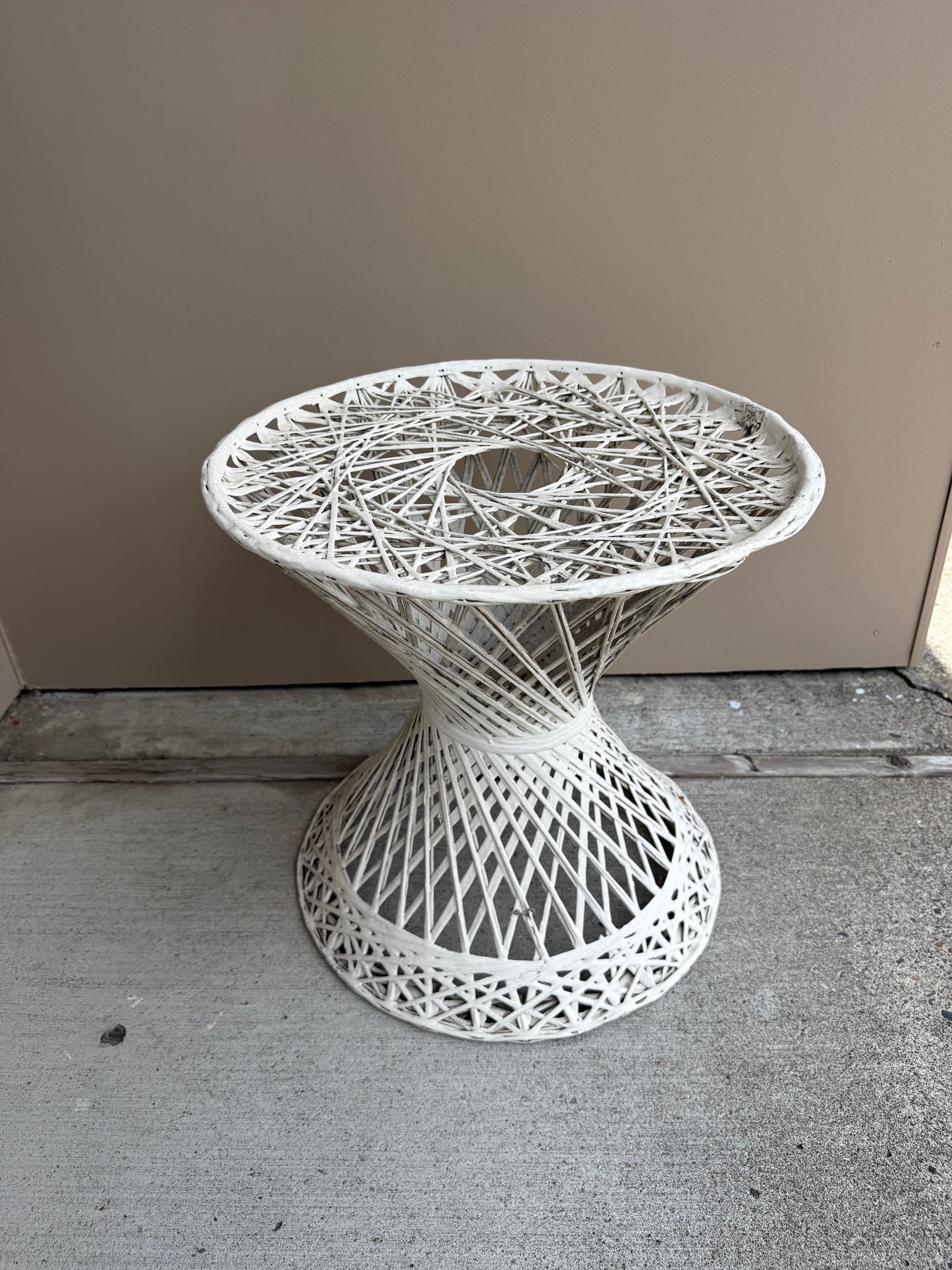 Russell Woodard Small White Spun Fiberglass Round Side Table (NO glass top)