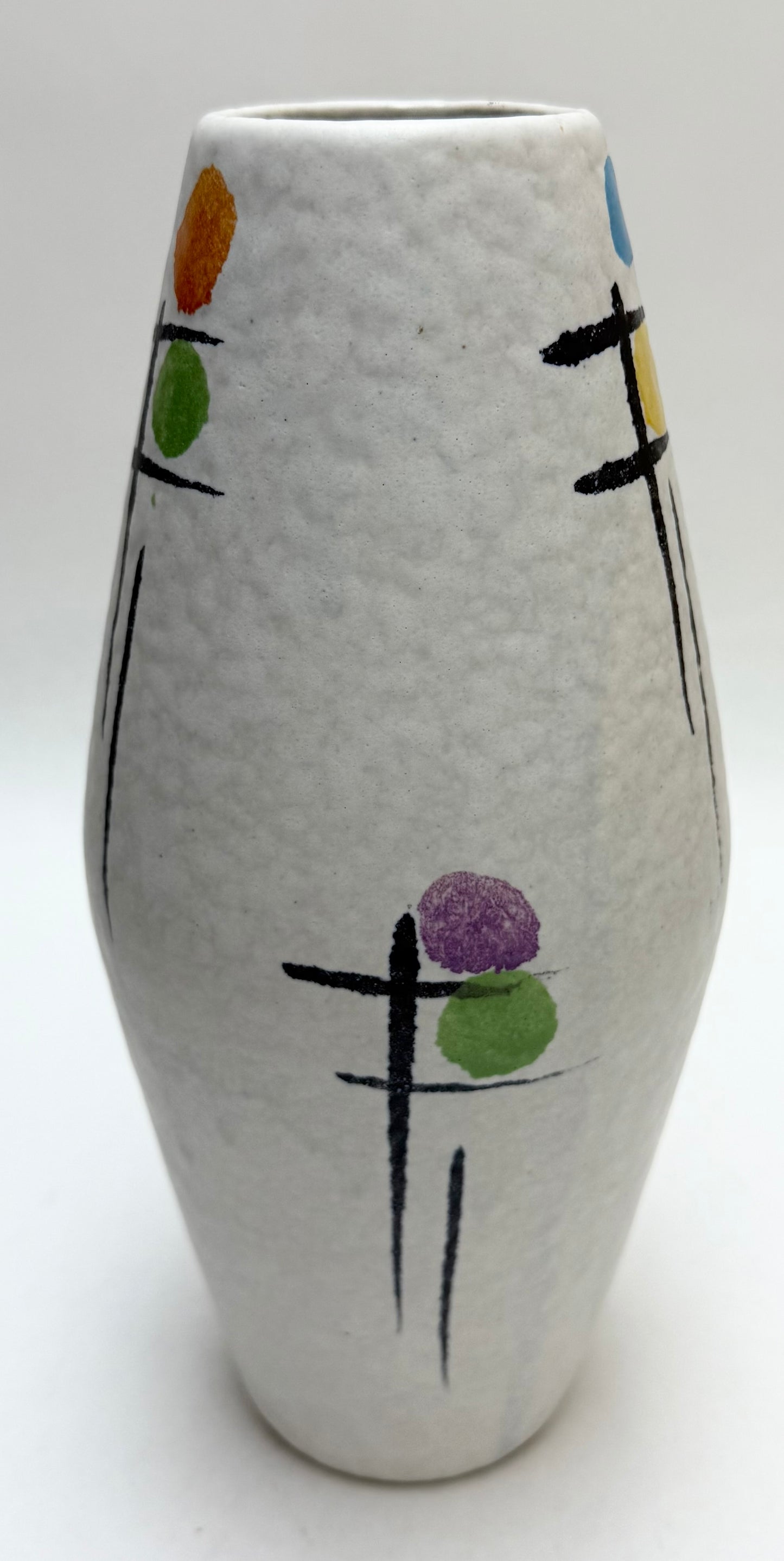 MCM 1960s West Germany Model 507-25 Modern Bay Keramik Ceramic Vase w/ Colorful Design