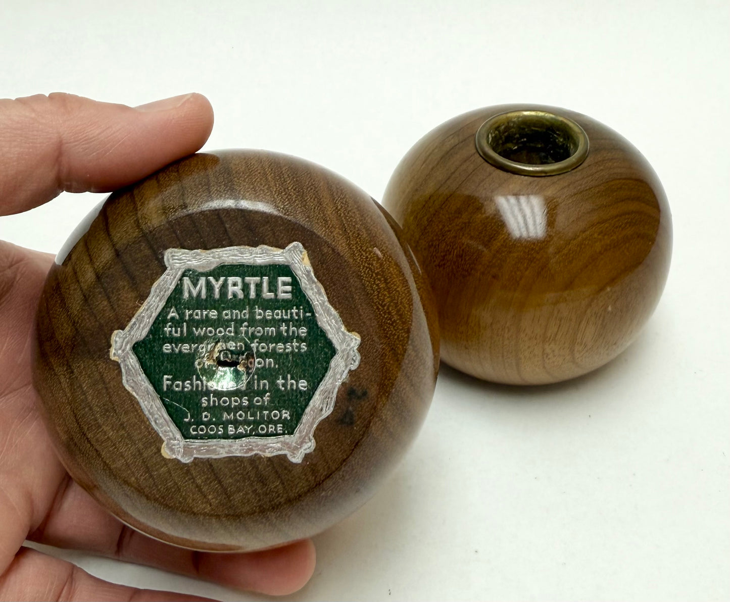 Vintage Pair Round Oregon Myrtlewood Candle Holders by JD Molitor Shops