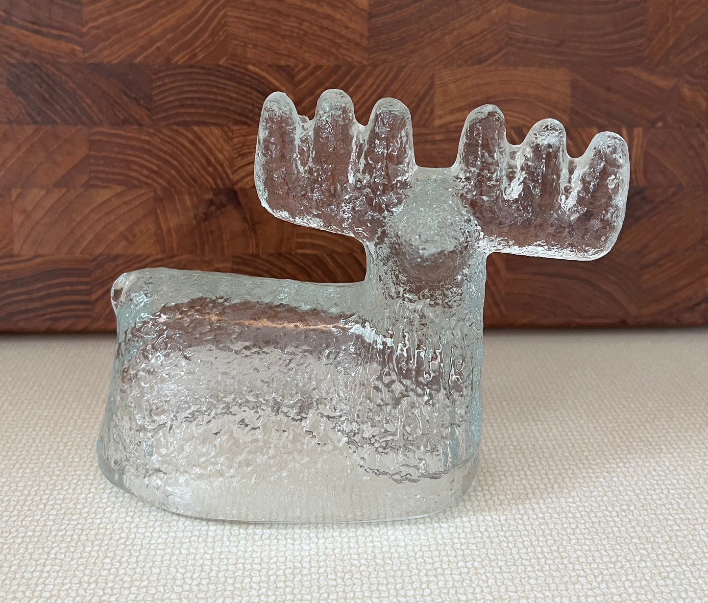 1971 Sklo Union Moose Crystal Figurine Designed by Pavel Panek for Rudolfova