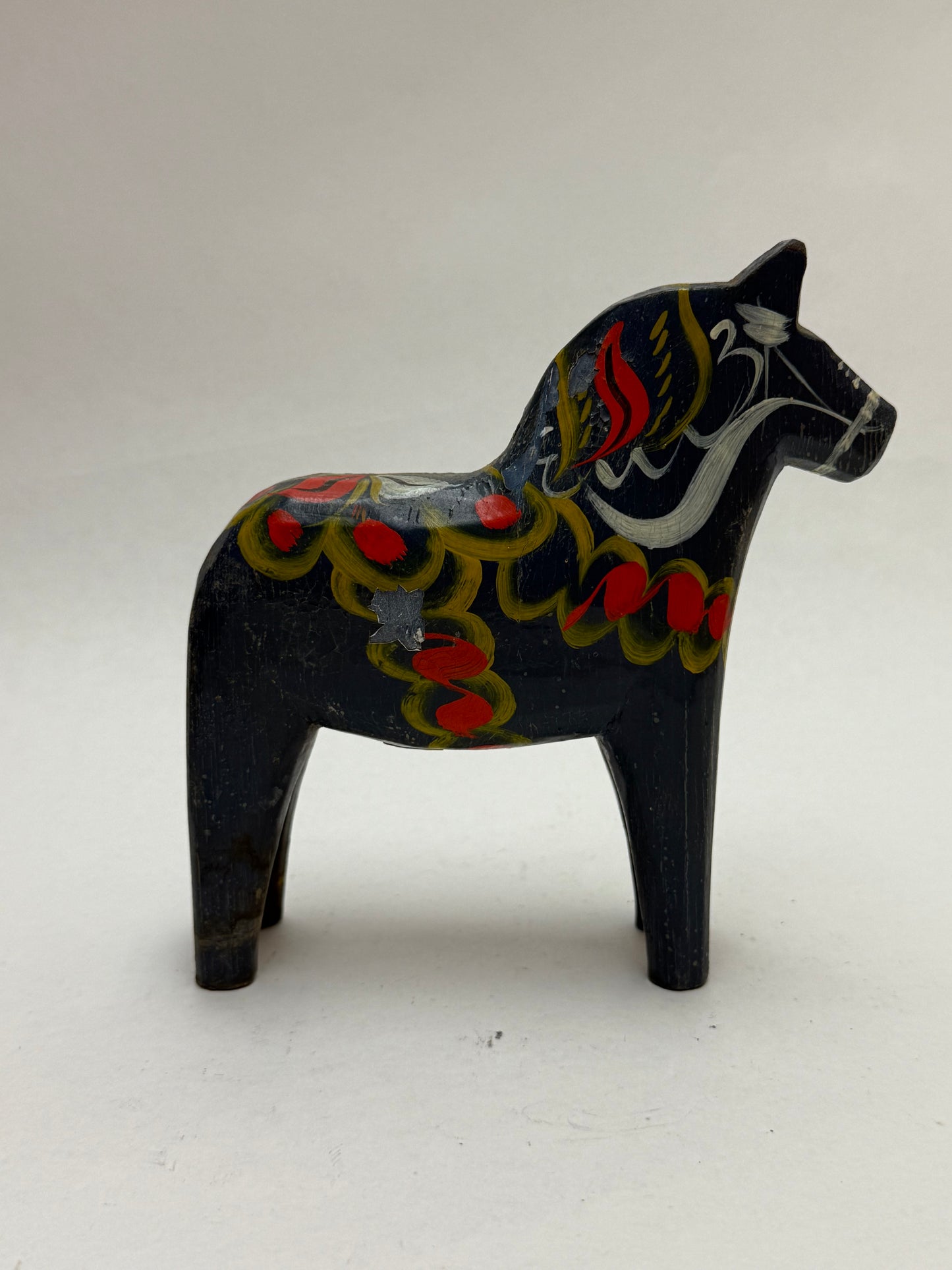 6" Tall Wooden Blue Dala Horse As-is