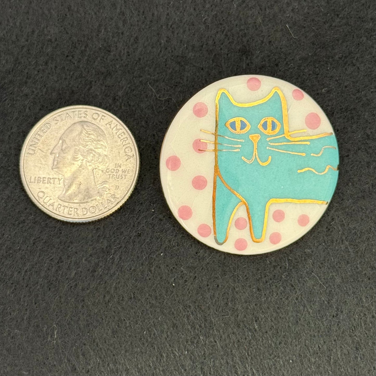 Pair Vintage Painted Ceramic Cat Post Pierced Earrings