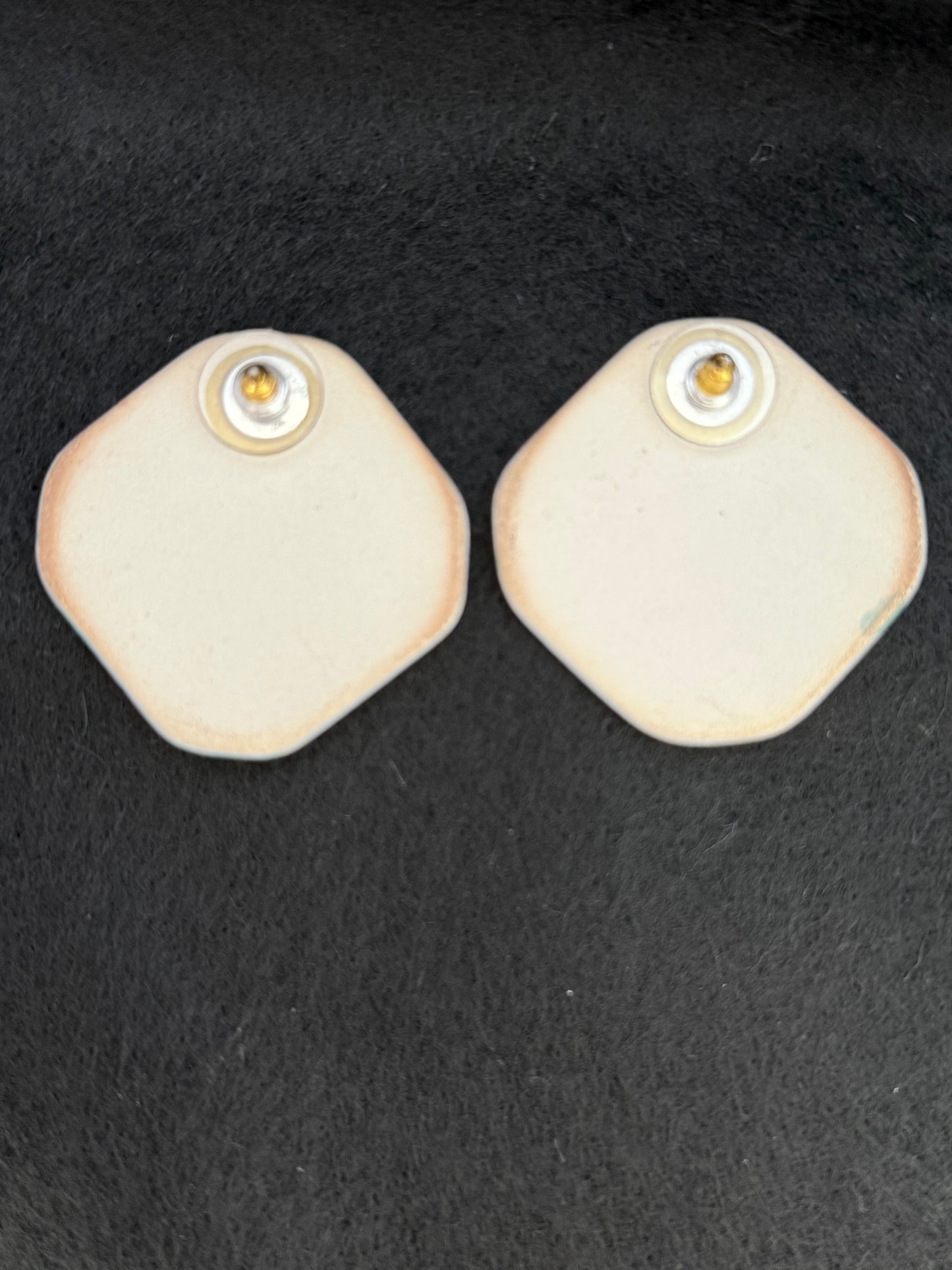 Pair Vintage Painted Ceramic Lion Post Pierced Earrings