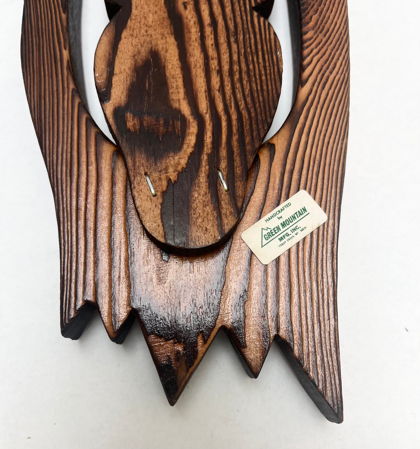 MCM Green Mountain Cryptomeria Wooden Owl Wall Hanging As-is