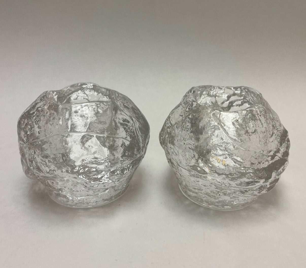 Qty 2 Kosta Boda 3" Snowball Votive Candle Holders Designed by Ann Wolf
