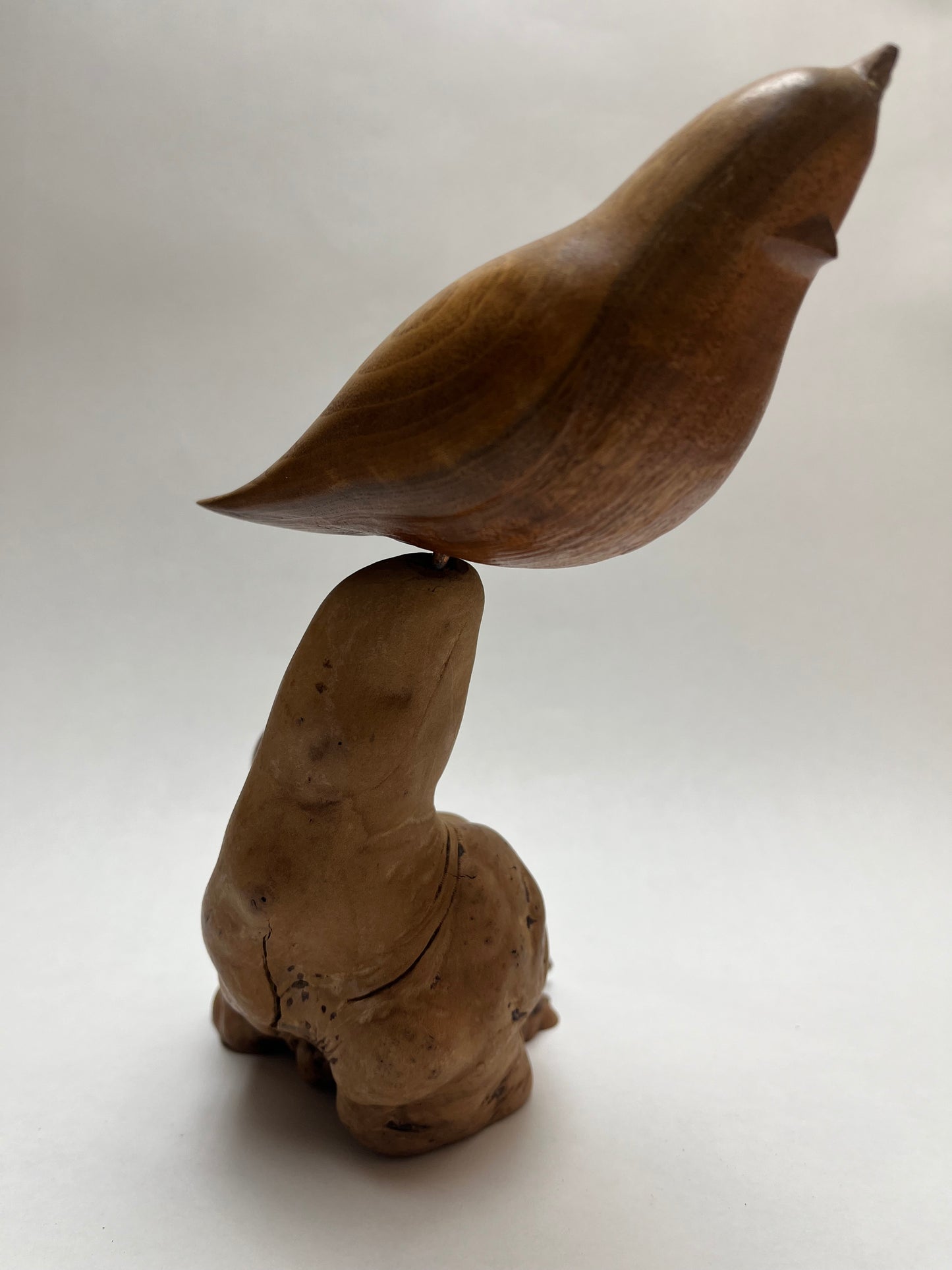 William “Bill” Neely Hand Carved Maple & Manzanita Burl Wood Bird Sculpture As-is