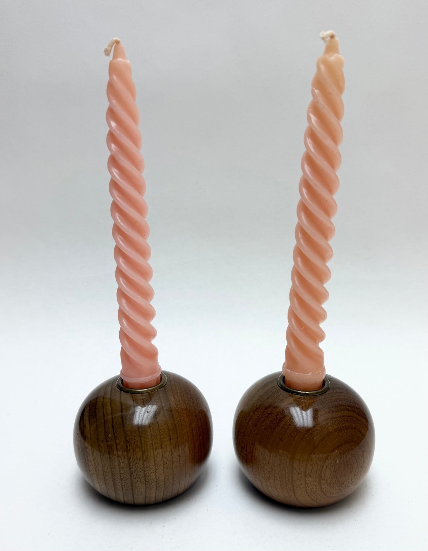 Vintage Pair Round Oregon Myrtlewood Candle Holders by JD Molitor Shops