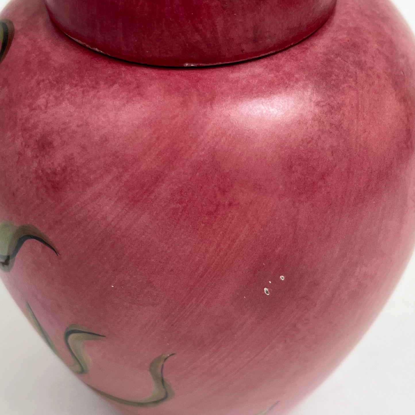 Decorative Pink Painted Lidded Unmarked Ginger Jar
