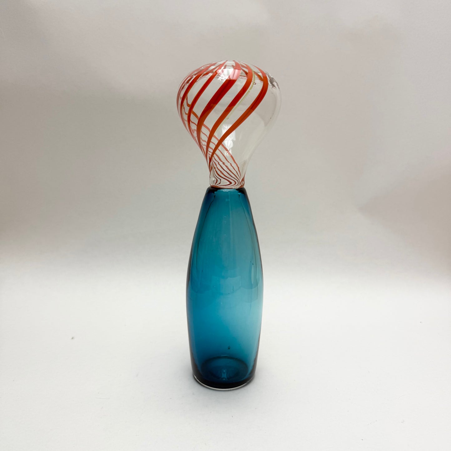 Turquoise Orange & Clear Vase by Glass Artist Richard Langley of Cloud Cap Glass