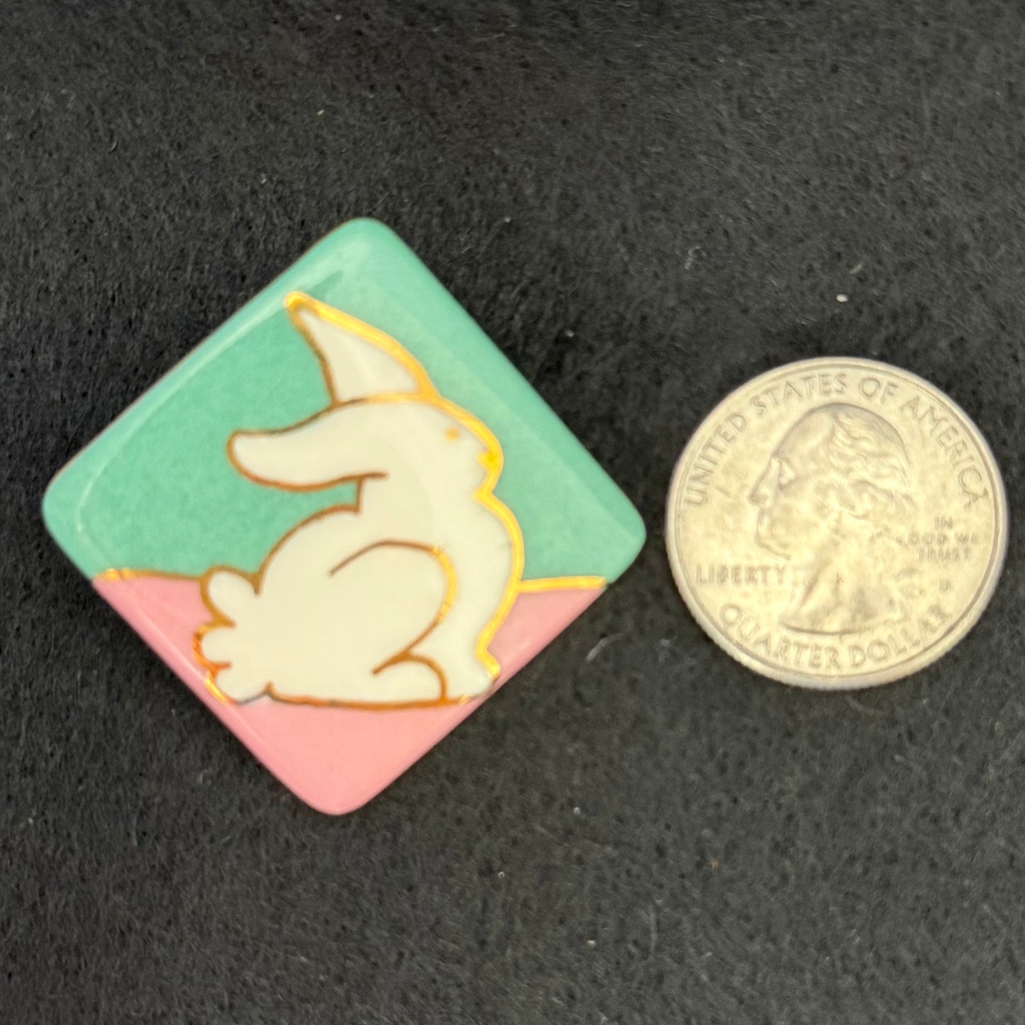 Pair Vintage Painted Ceramic Bunny Post Pierced Earrings