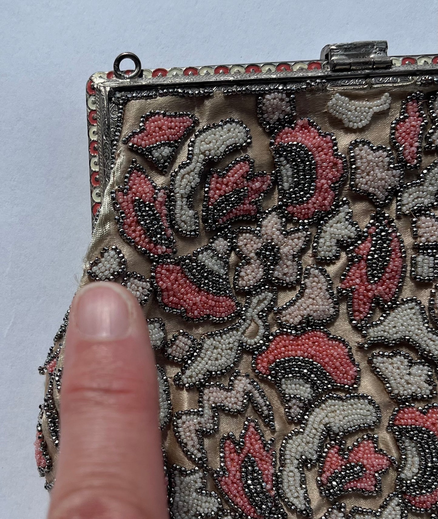 Vintage Trinity Plate 1920s or 1930s Beaded Purse Made in France No Shoulder Strap