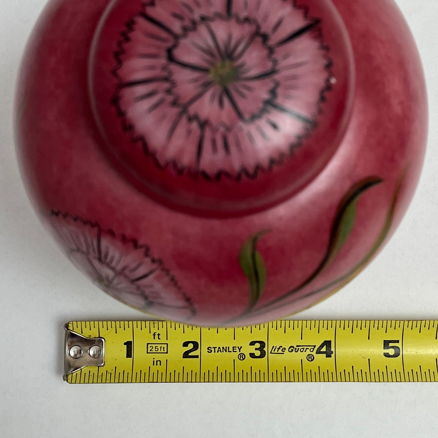 Decorative Pink Painted Lidded Unmarked Ginger Jar