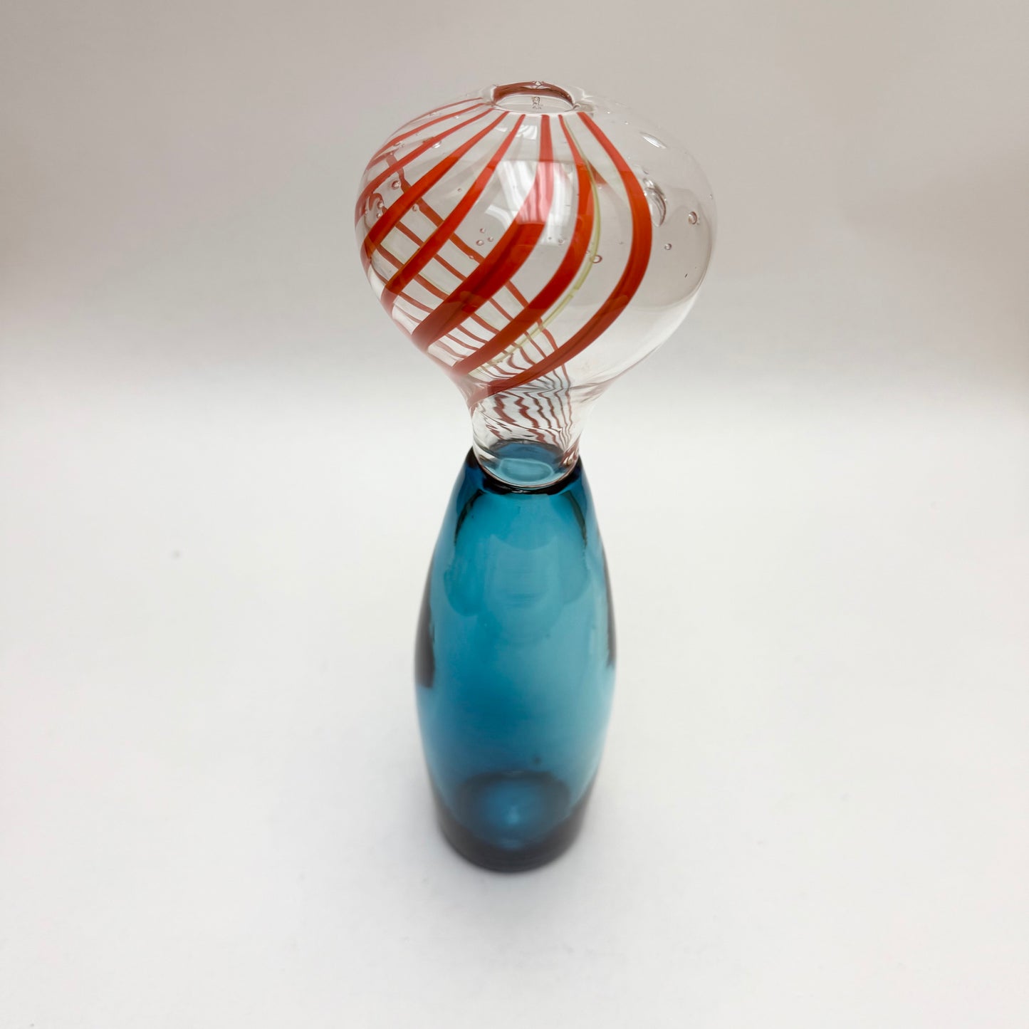 Turquoise Orange & Clear Vase by Glass Artist Richard Langley of Cloud Cap Glass