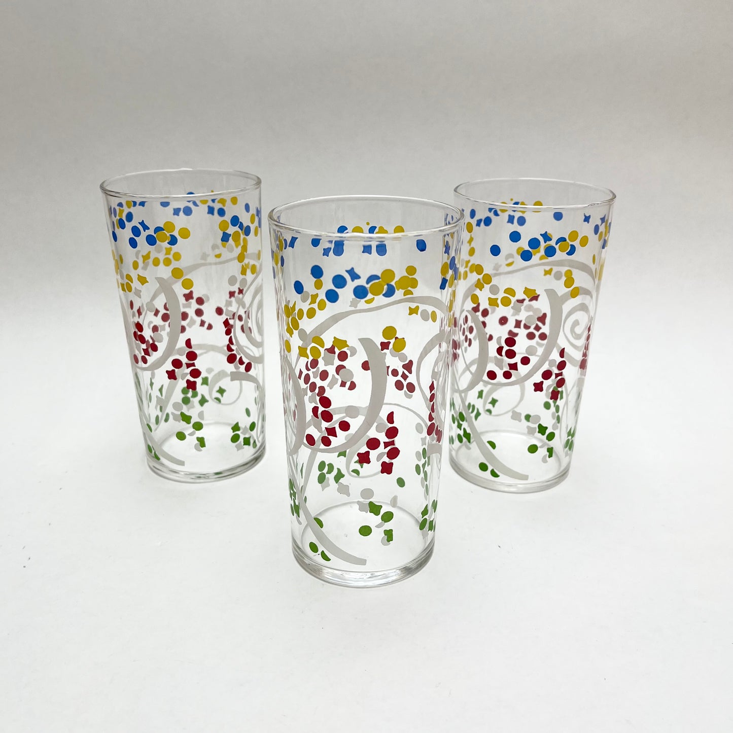 Set 3 Libbey Glasses Tumblers Celebration Confetti Design