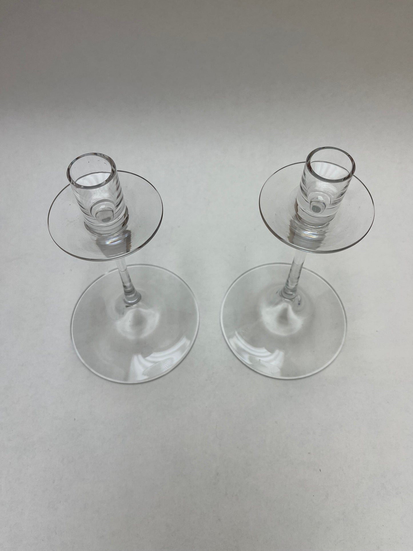 Pair Clear Crystal Orrefors Gabriel Candle Holders Sweden