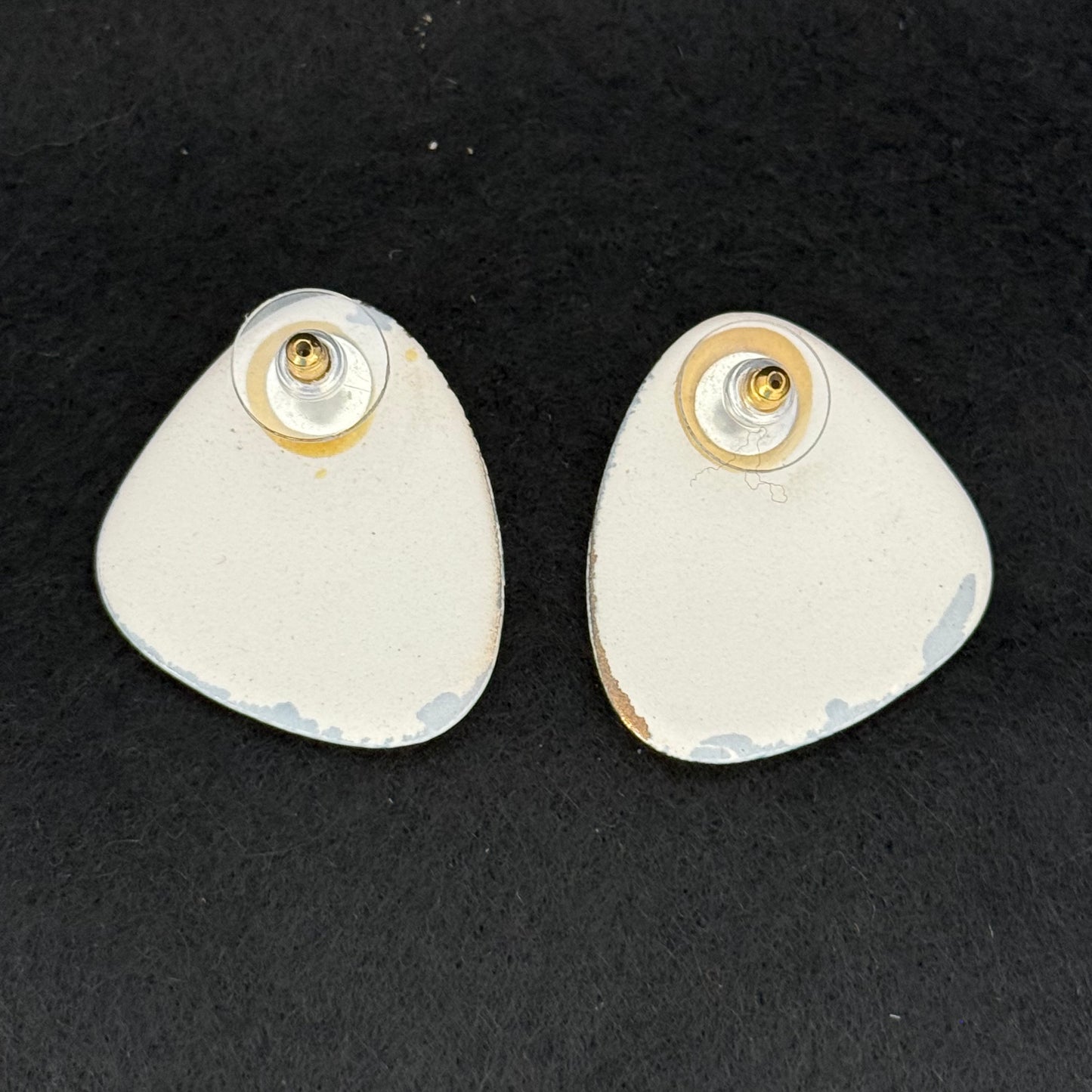 Vintage Pair Turquoise & Gold Painted Ceramic Post Pierced Earrings