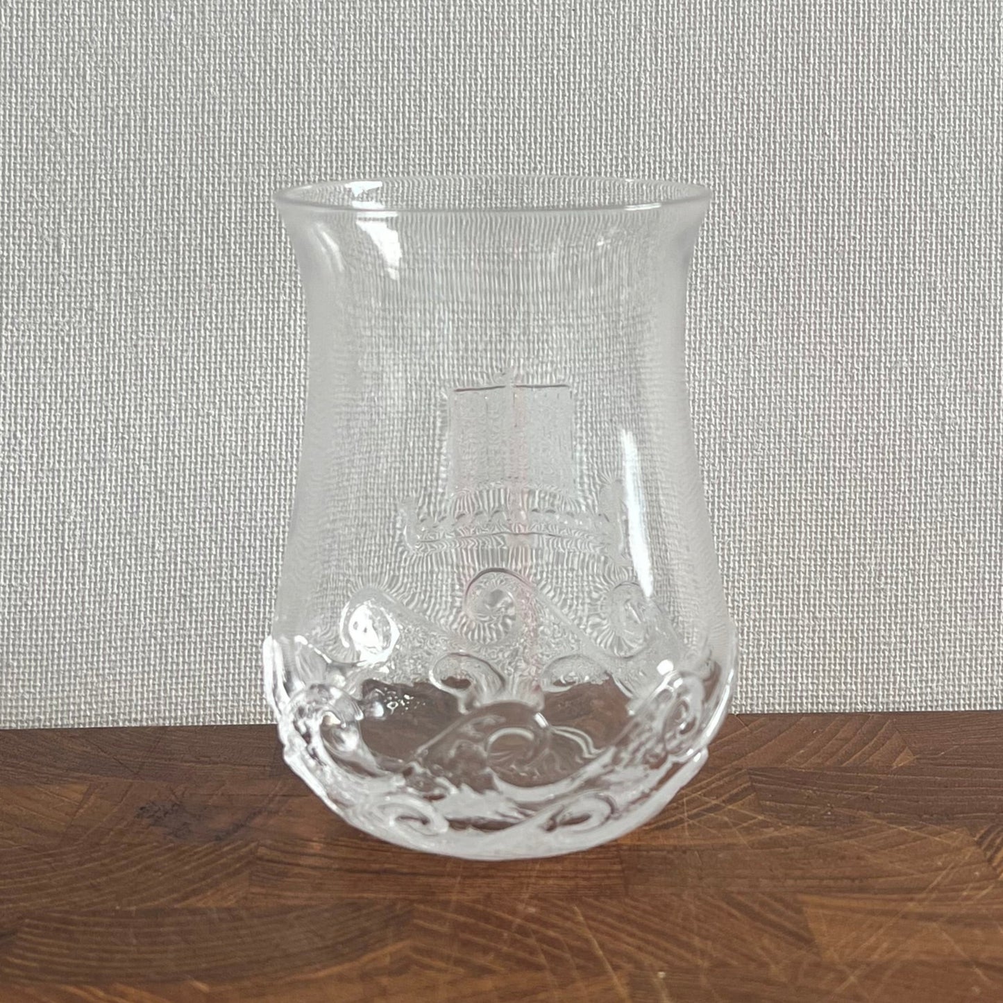 Set 5 Viking Ship Scandanavian Small Liquor Juice Clear Glasses Signed "CH" on Bottom