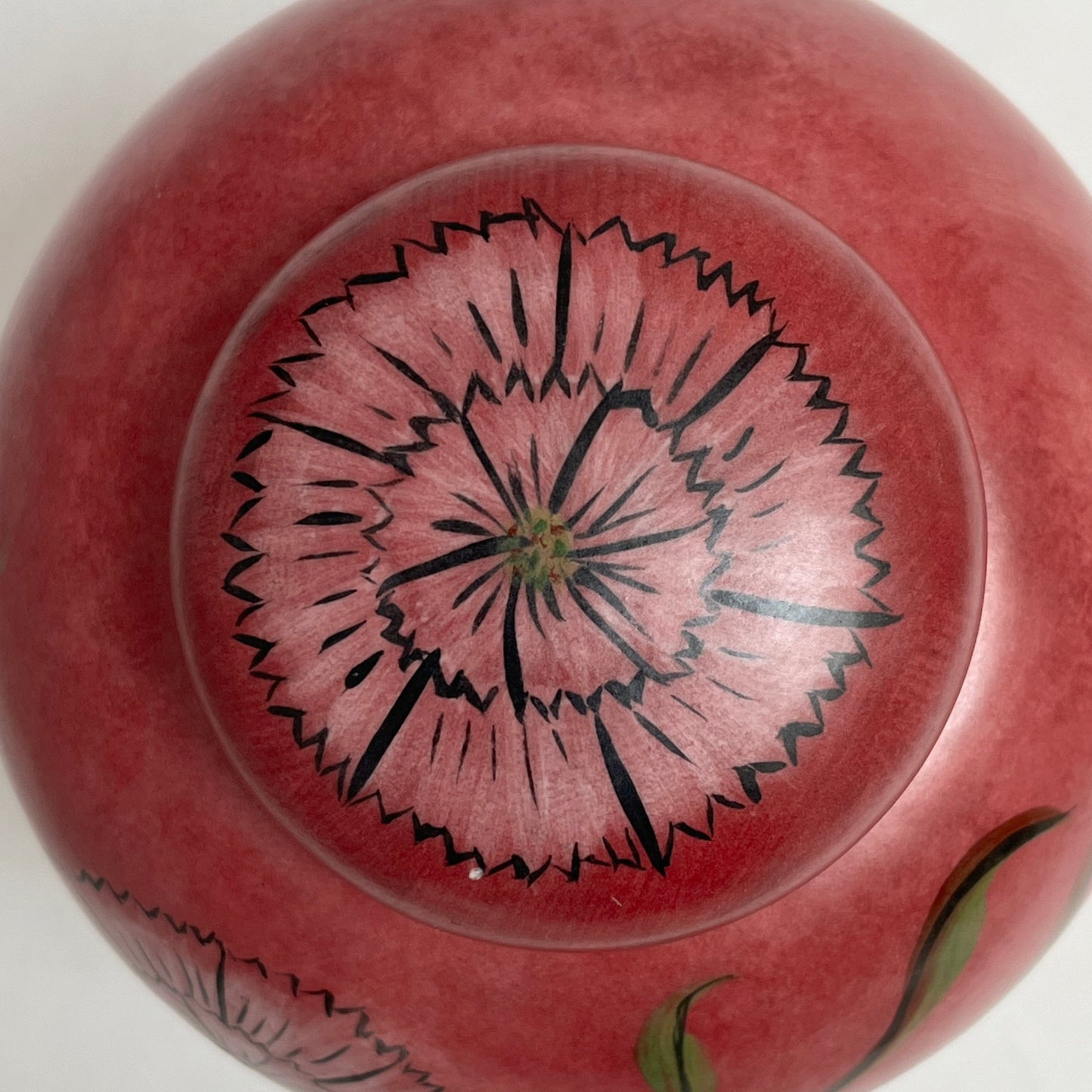 Decorative Pink Painted Lidded Unmarked Ginger Jar