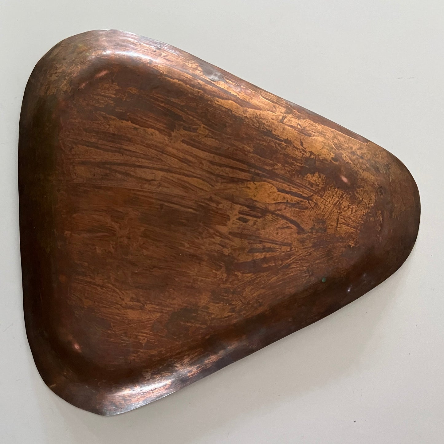 MCM Red & Black Enameled Copper Trinket Dish