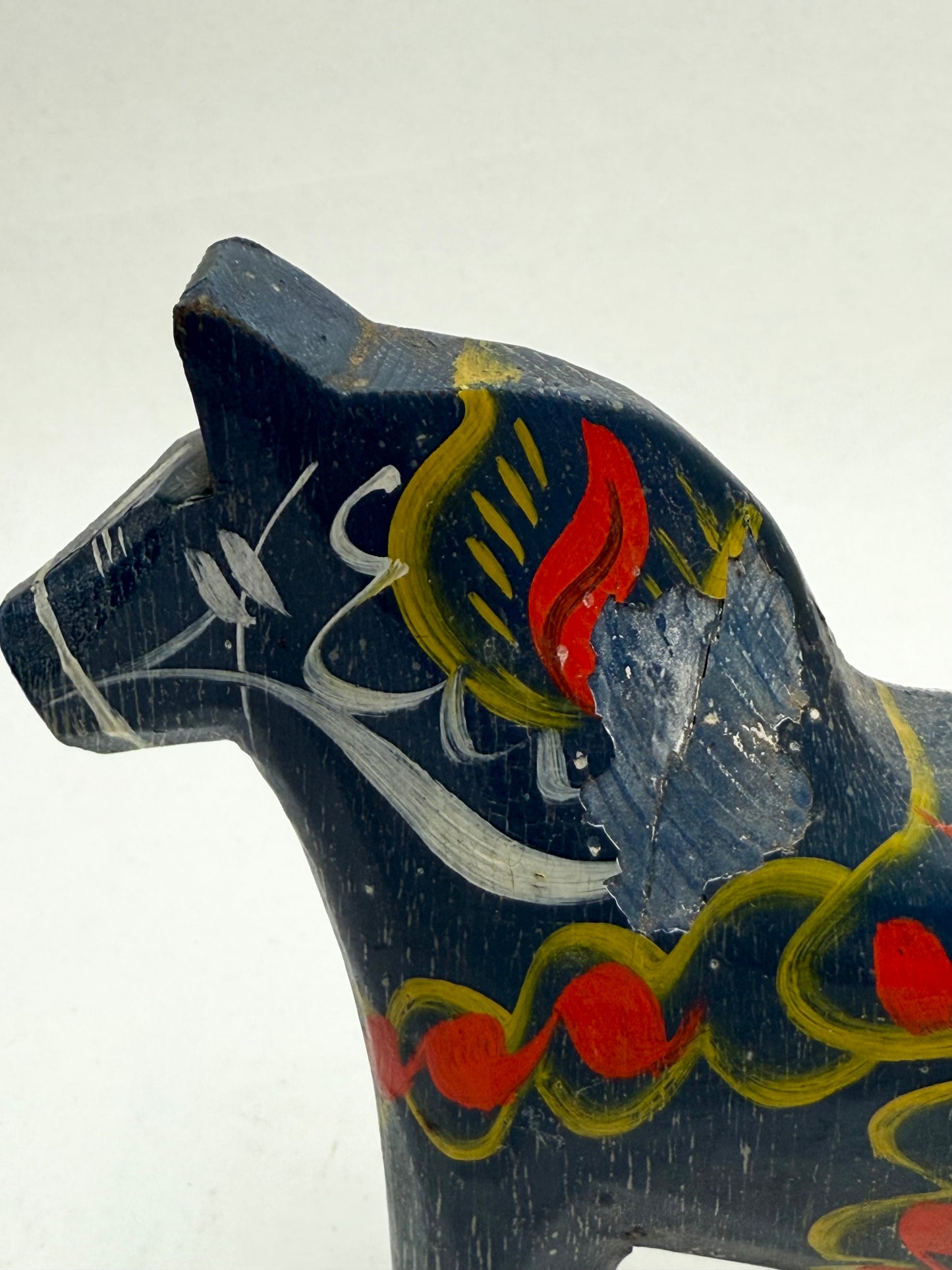 6" Tall Wooden Blue Dala Horse As-is