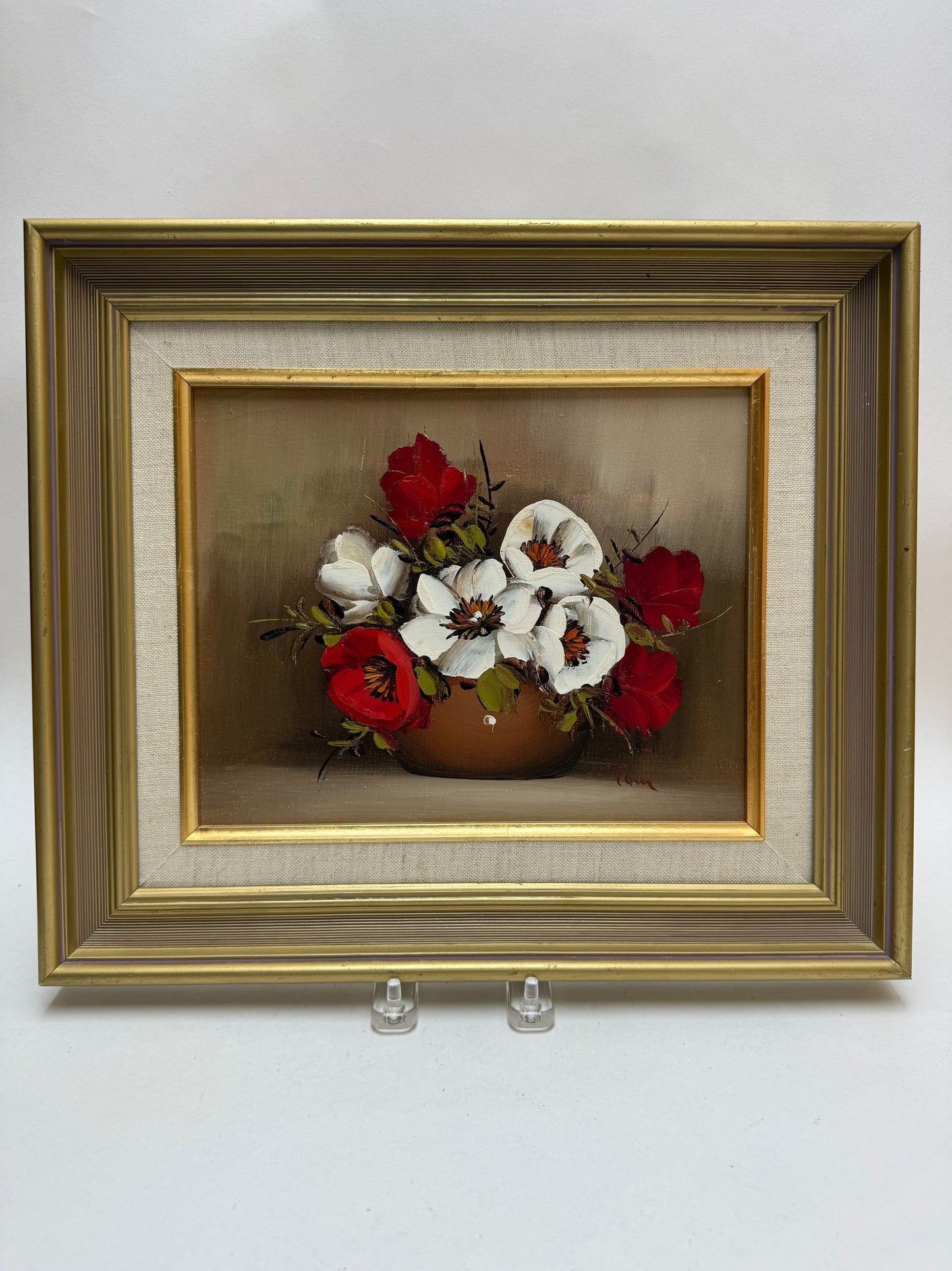 Framed Original "Summer Favorites" Oil Painting Signed "Tom"