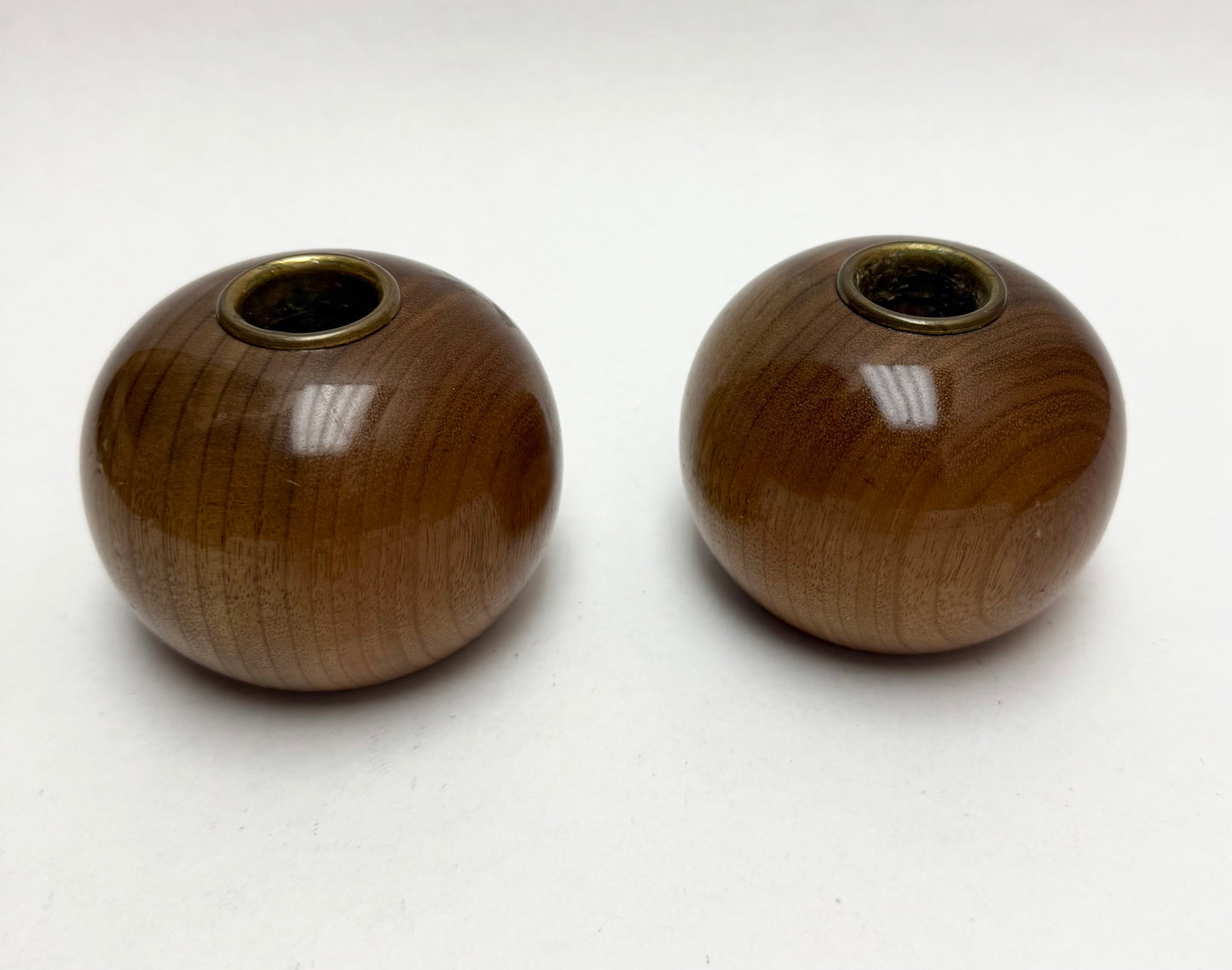 Vintage Pair Round Oregon Myrtlewood Candle Holders by JD Molitor Shops