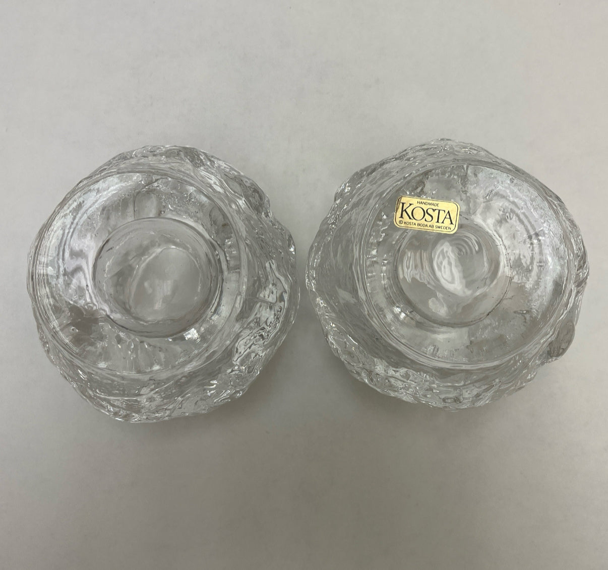 Qty 2 Kosta Boda 3" Snowball Votive Candle Holders Designed by Ann Wolf
