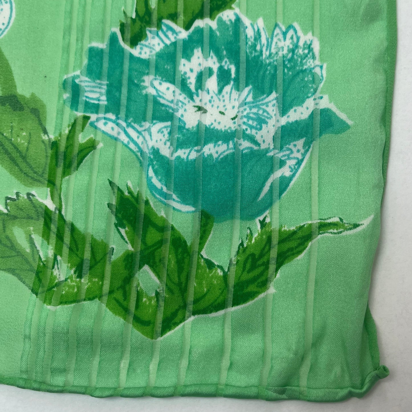 Vintage Long Vera Neumann Green Scarf w/ Floral Design