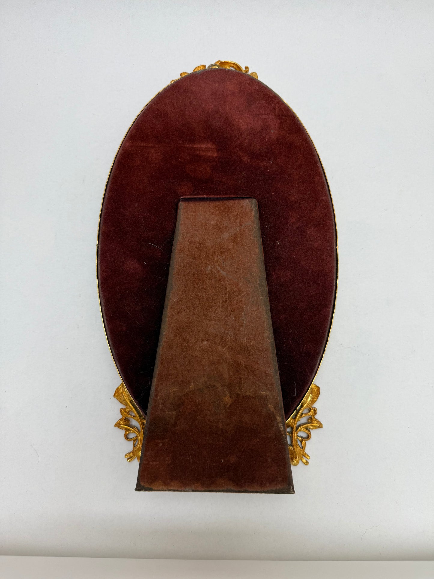 Vintage Hollywood Regency Gold Oval Matson Mirror w/ Rose Design