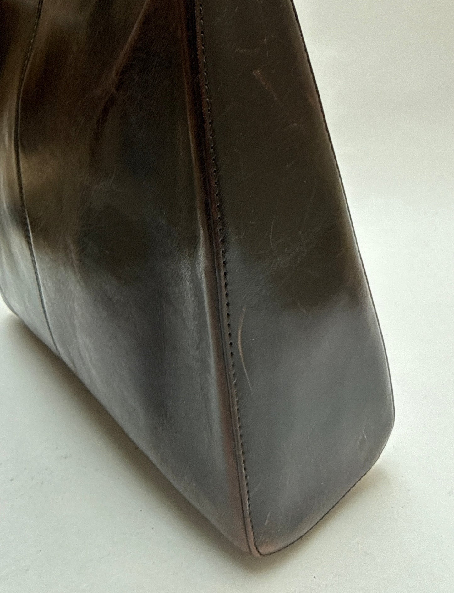 Vintage Pre-owned Brown Leather Fossil Shoulder Handbag Purse
