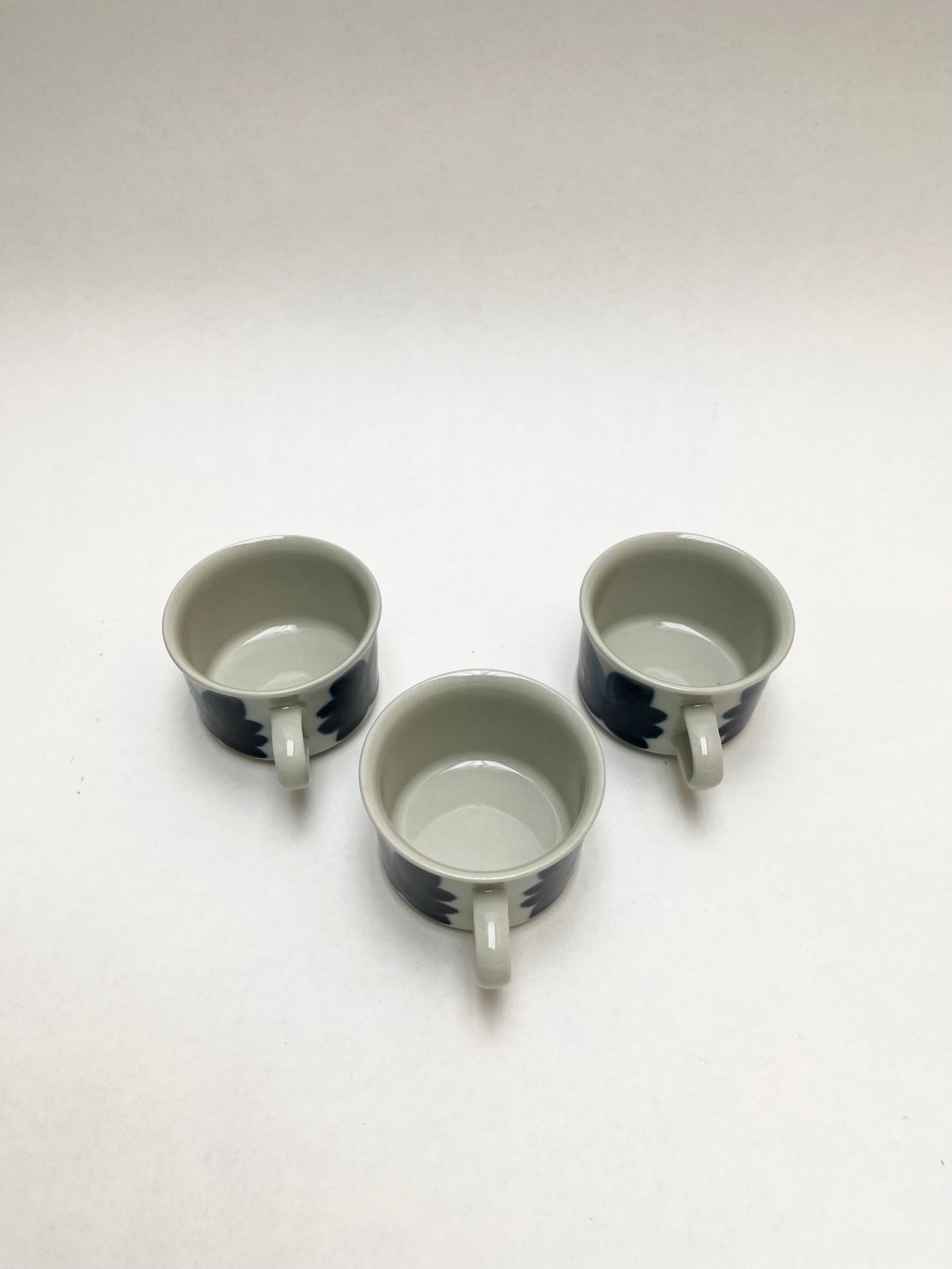 Set 3 Arabia Finland Blue White Anemone Espresso Cups (NO SAUCERS)