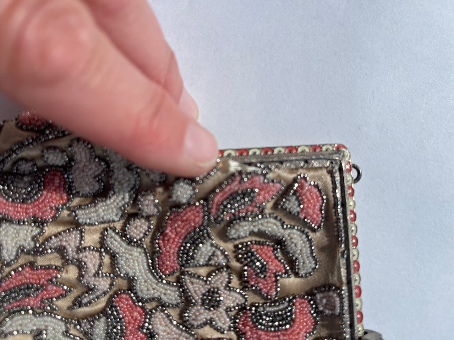 Vintage Trinity Plate 1920s or 1930s Beaded Purse Made in France No Shoulder Strap