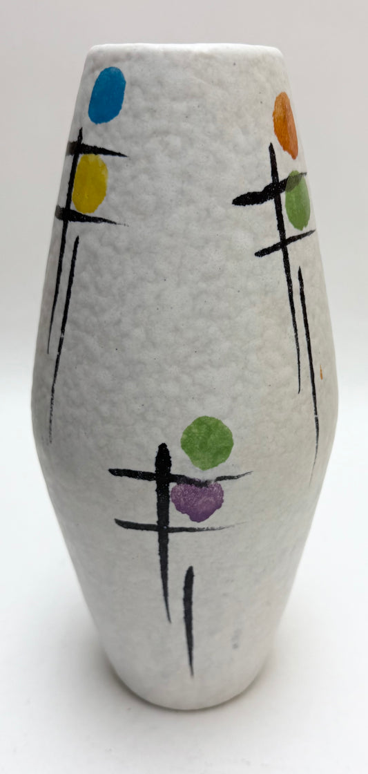 MCM 1960s West Germany Model 507-25 Modern Bay Keramik Ceramic Vase w/ Colorful Design
