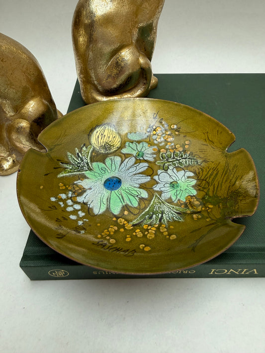Sascha Brastoff MCM Enameled Copper Ashtray