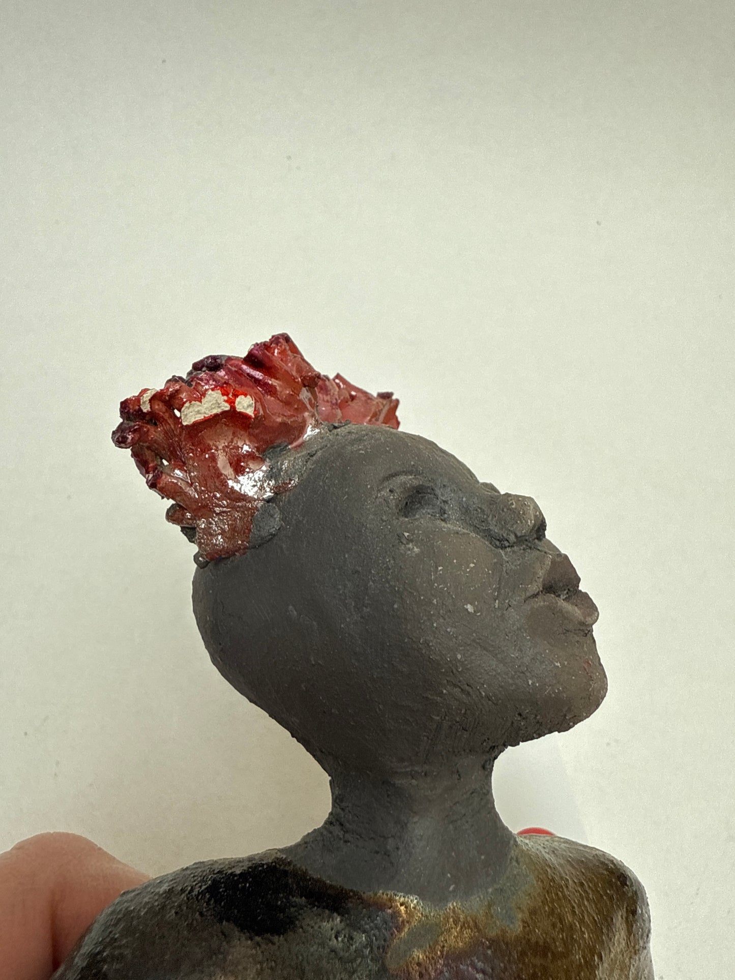 Unique Unsigned Raku Folk Art Sculpture Figurine