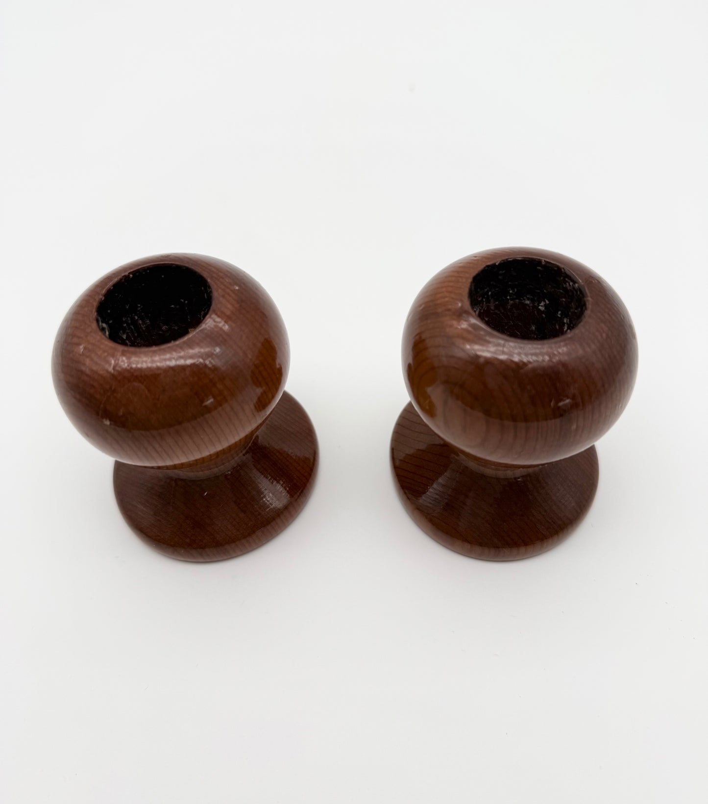 Pair of Vintage California Redwood Taper Candle Holders