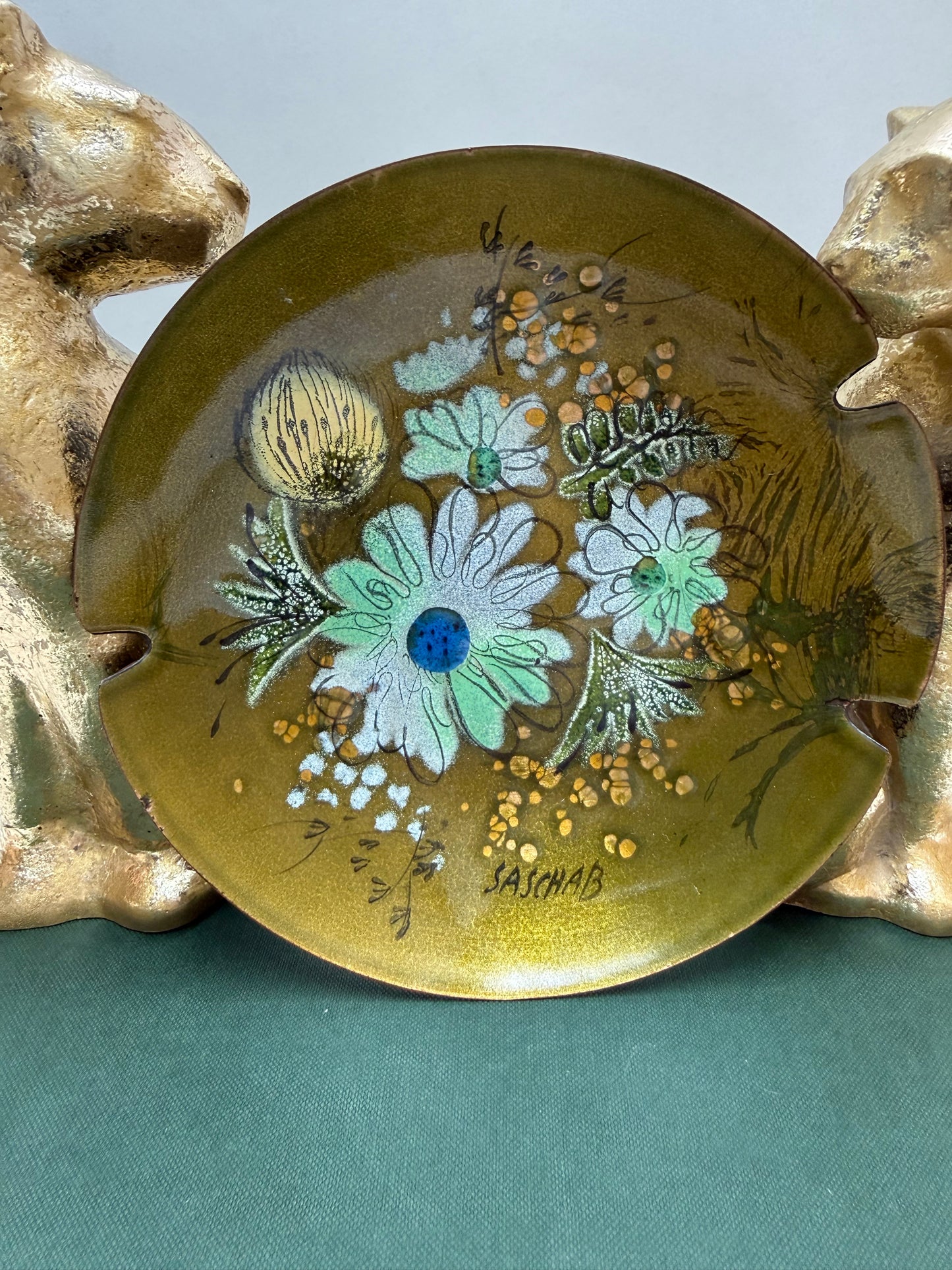 Sascha Brastoff MCM Enameled Copper Ashtray