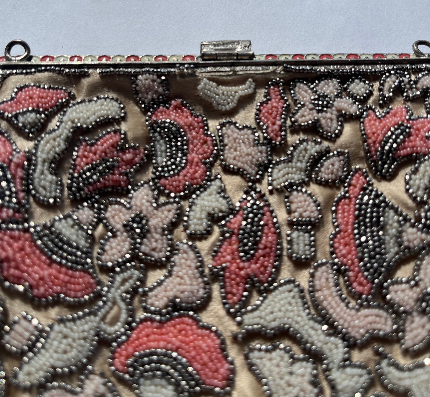 Vintage Trinity Plate 1920s or 1930s Beaded Purse Made in France No Shoulder Strap