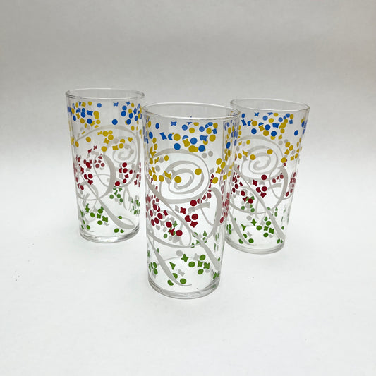 Set 3 Libbey Glasses Tumblers Celebration Confetti Design