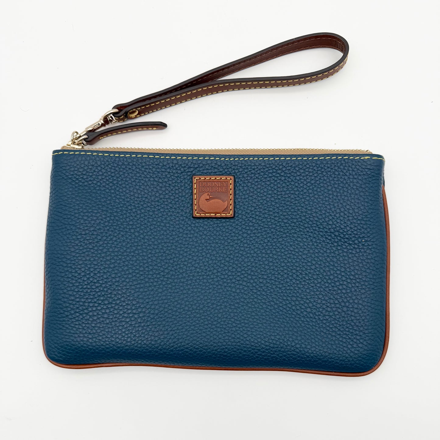 Blue Dooney & Bourke Italian Pebble Grain Leather Wristlet