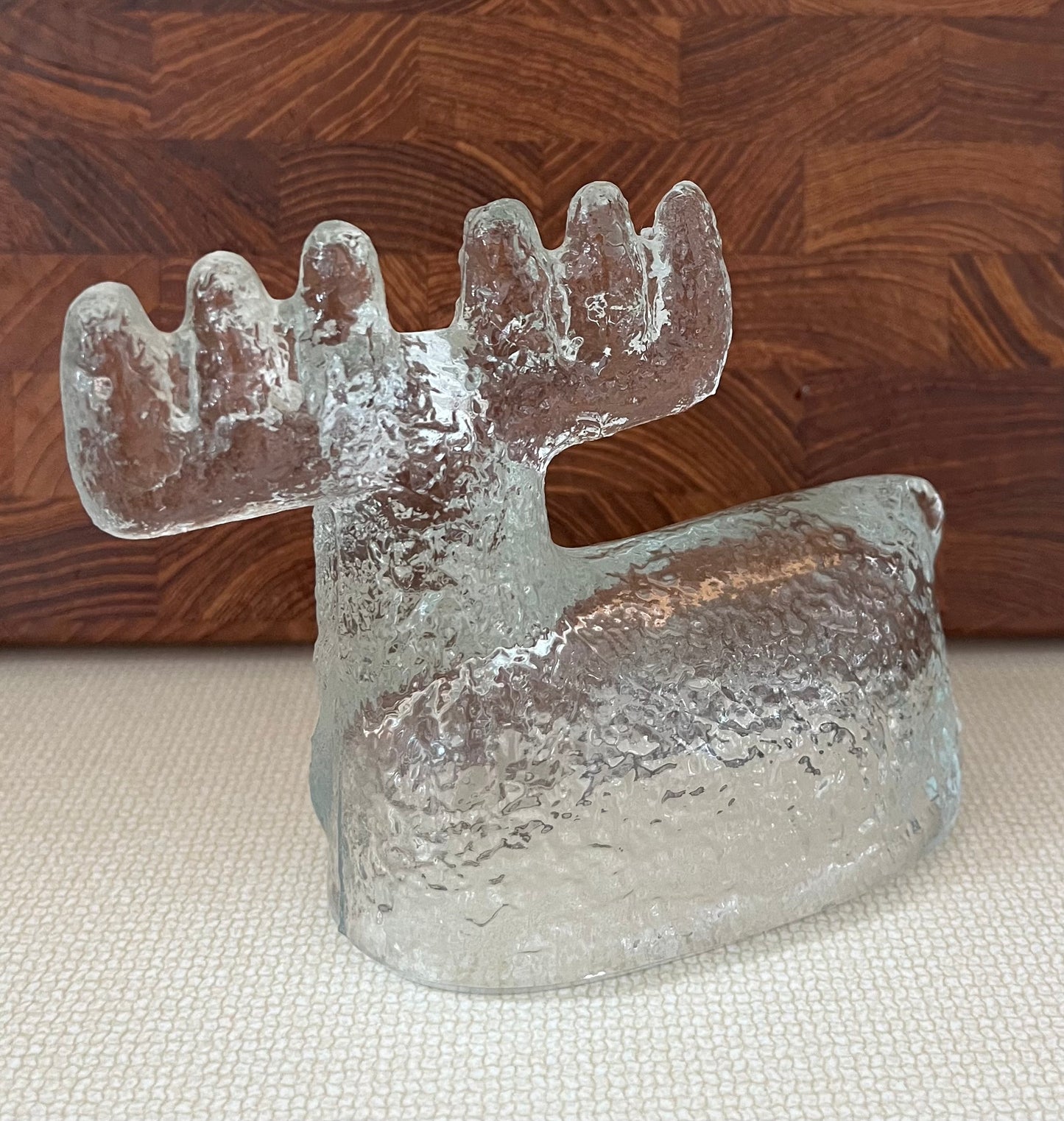 1971 Sklo Union Moose Crystal Figurine Designed by Pavel Panek for Rudolfova