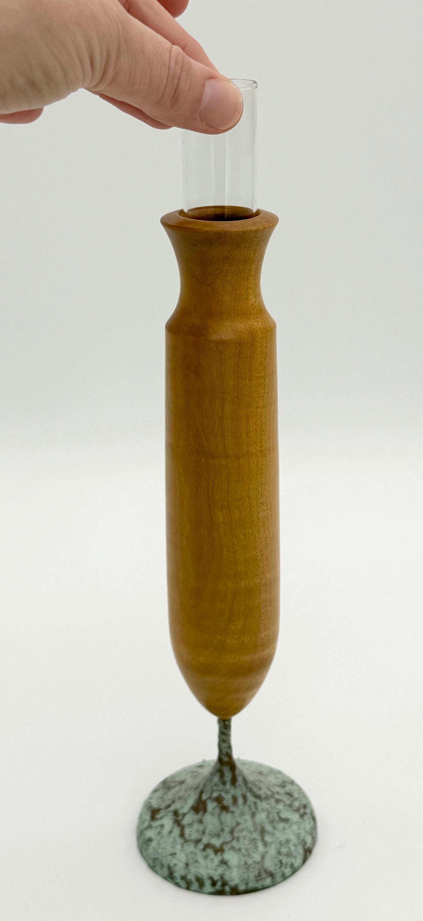 Unique Vintage Handcrafted Wood Maple Turned Bud Vase Signed R Gutz 1999