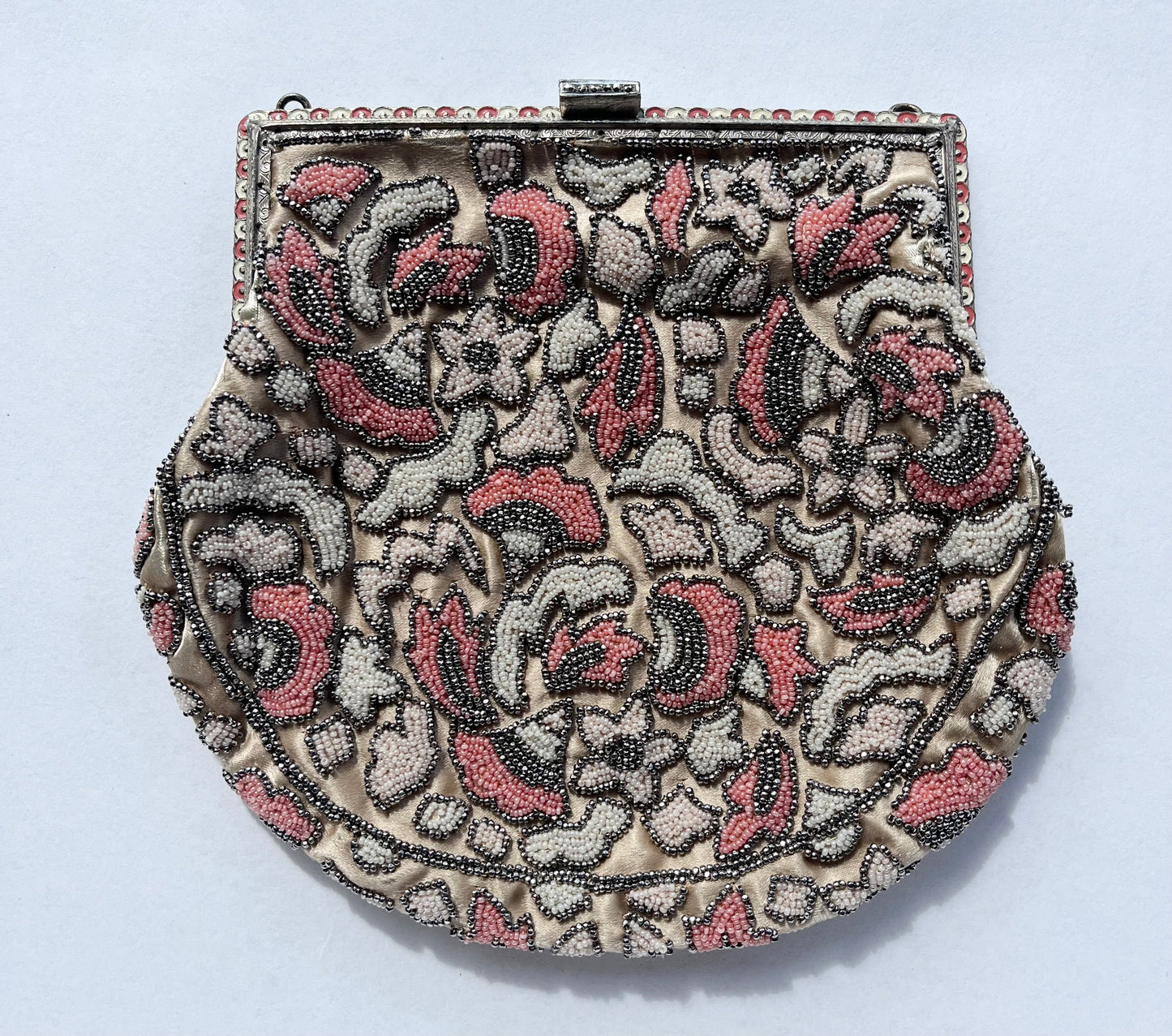 Vintage Trinity Plate 1920s or 1930s Beaded Purse Made in France No Shoulder Strap
