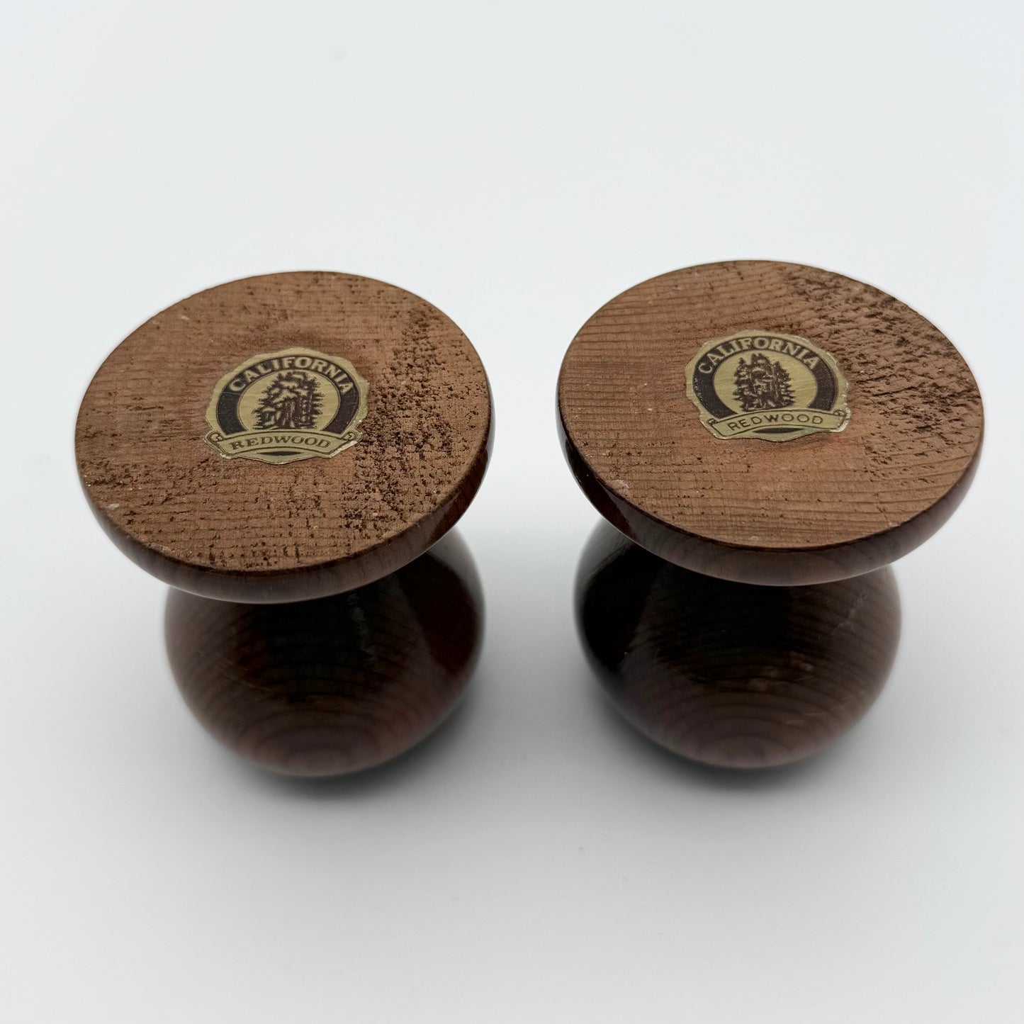 Pair of Vintage California Redwood Taper Candle Holders