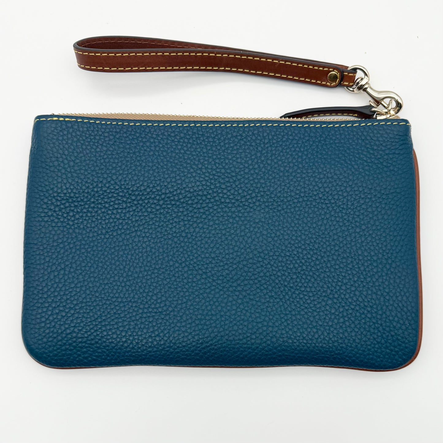 Blue Dooney & Bourke Italian Pebble Grain Leather Wristlet